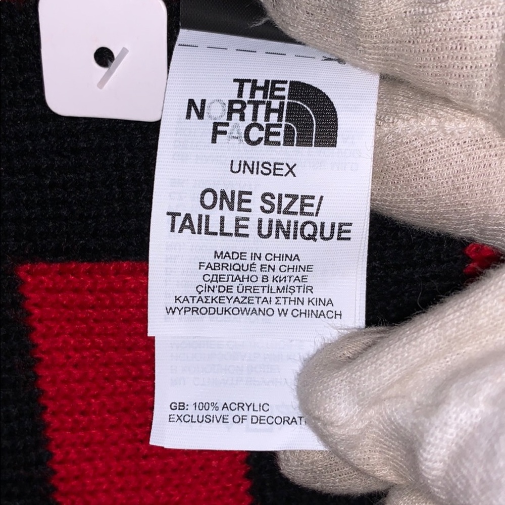 NWT The North Face Logo Scarf - Black/ Red - Picture 5 of 10